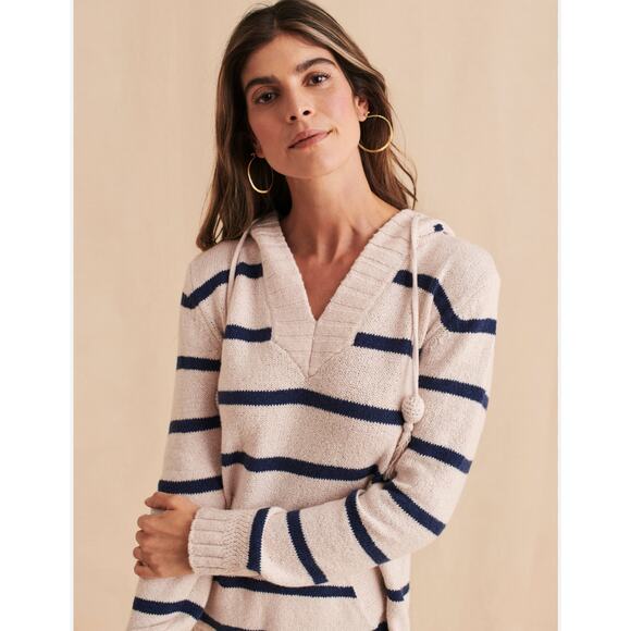 Faherty Kent Sweater Hoodie Stripes XS tassel Nautical Beachy Academia preppy - Picture 13 of 14